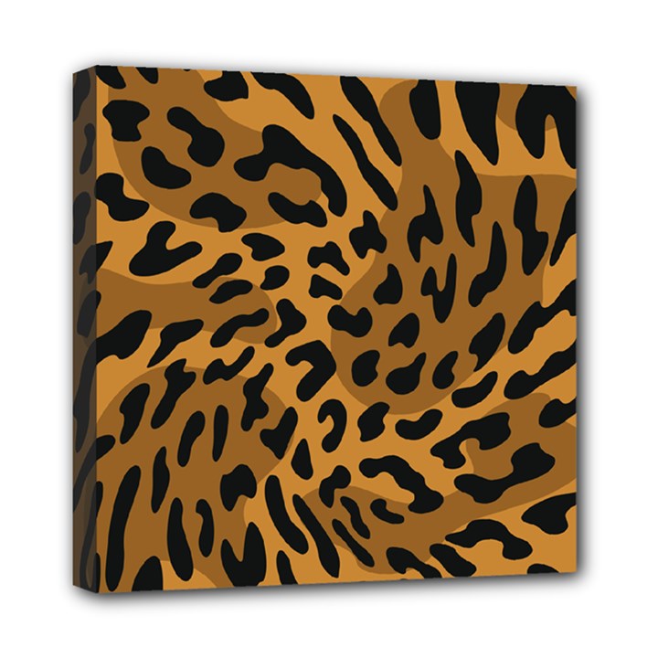 Leopard Print Jaguar Dots Brown Mini Canvas 8  x 8  (Stretched)