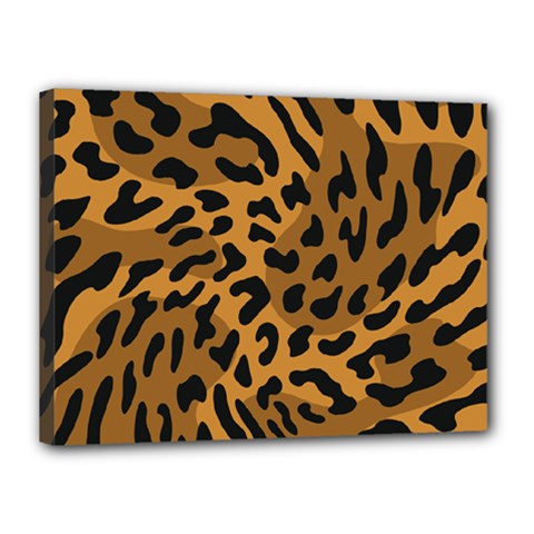 Leopard Print Jaguar Dots Brown Canvas 16  X 12  (stretched) by ConteMonfreyShop