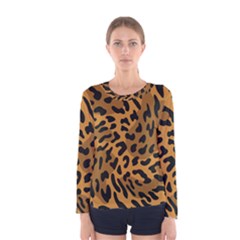 Leopard Print Jaguar Dots Brown Women s Long Sleeve Tee