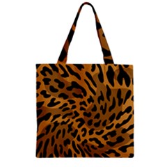 Leopard Print Jaguar Dots Brown Zipper Grocery Tote Bag by ConteMonfreyShop