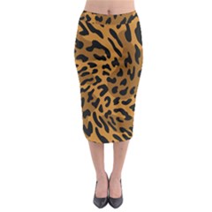 Leopard Print Jaguar Dots Brown Midi Pencil Skirt by ConteMonfreyShop