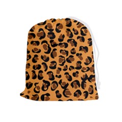 Leopard Print Peach Colors Drawstring Pouch (xl) by ConteMonfreyShop