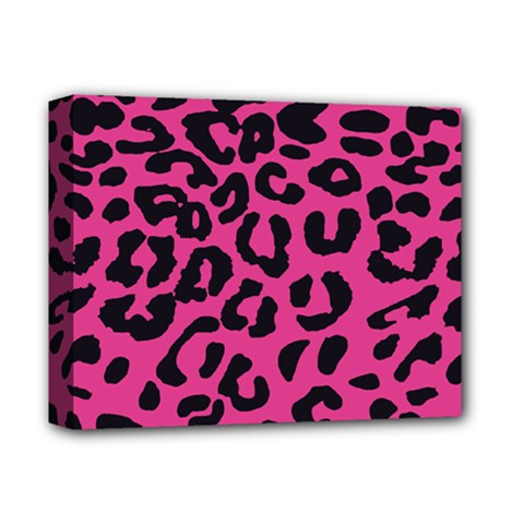 Leopard Print Jaguar Dots Pink Deluxe Canvas 14  X 11  (stretched) by ConteMonfreyShop