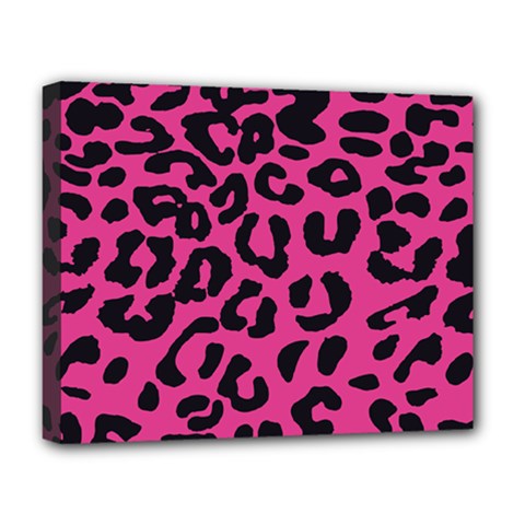 Leopard Print Jaguar Dots Pink Deluxe Canvas 20  X 16  (stretched) by ConteMonfreyShop