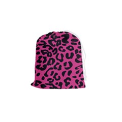 Leopard Print Jaguar Dots Pink Drawstring Pouch (small) by ConteMonfreyShop