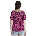 Leopard Print Jaguar Dots Pink V-Neck Flutter Sleeve Top View2