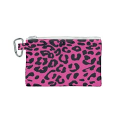 Leopard Print Jaguar Dots Pink Canvas Cosmetic Bag (small) by ConteMonfreyShop