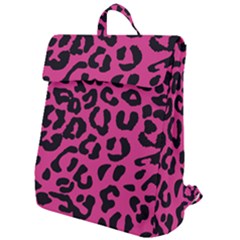 Leopard Print Jaguar Dots Pink Flap Top Backpack by ConteMonfreyShop