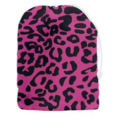 Leopard Print Jaguar Dots Pink Drawstring Pouch (3xl) by ConteMonfreyShop