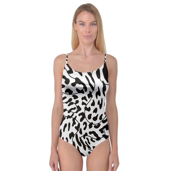 Leopard Print black and white draws Camisole Leotard 