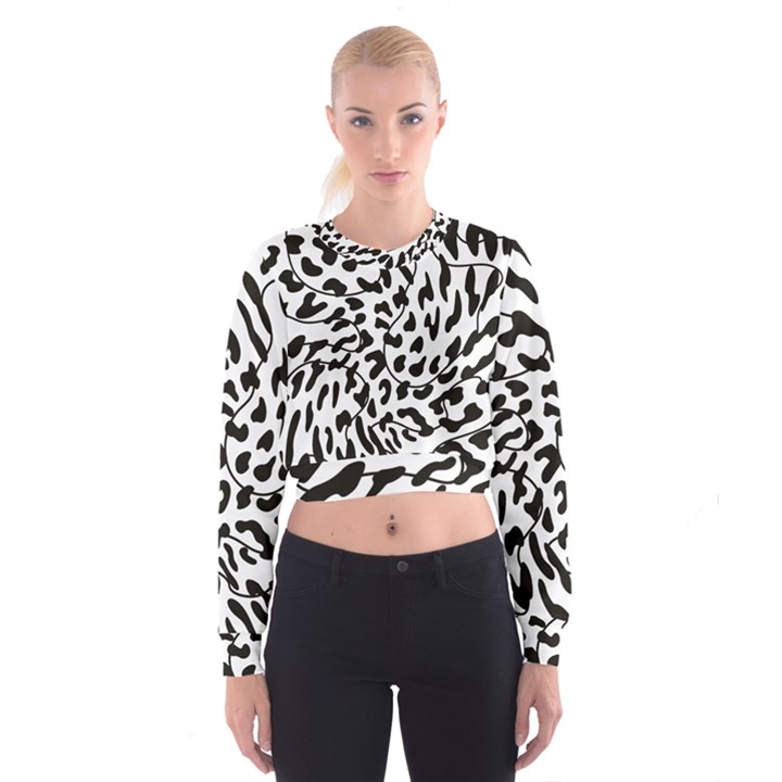 Leopard Print black and white draws Cropped Sweatshirt