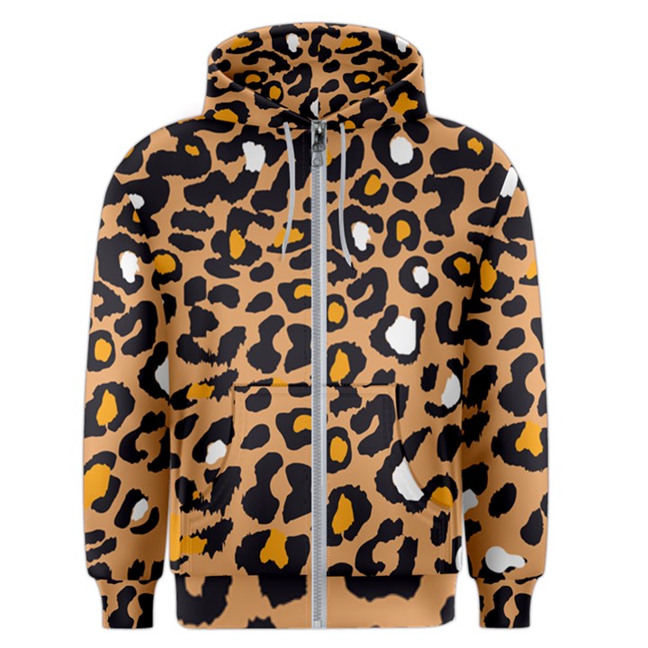 Leopard  spots brown white orange Men s Zipper Hoodie