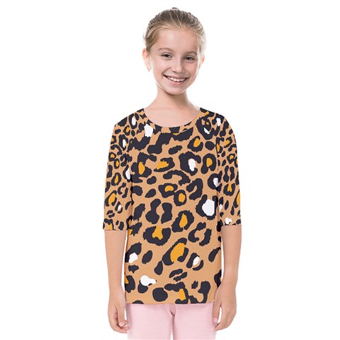 Leopard  Spots Brown White Orange Kids  Quarter Sleeve Raglan Tee by ConteMonfreyShop