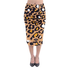 Leopard  Spots Brown White Orange Midi Pencil Skirt by ConteMonfreyShop