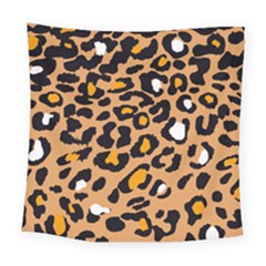 Leopard  Spots Brown White Orange Square Tapestry (large)