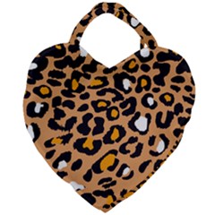 Leopard  Spots Brown White Orange Giant Heart Shaped Tote by ConteMonfreyShop