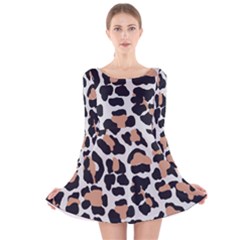 Leopard Print  Long Sleeve Velvet Skater Dress