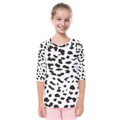 Leopard Print Jaguar Dots Black And White Kids  Quarter Sleeve Raglan Tee