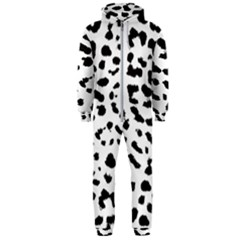 Leopard Print Jaguar Dots Black And White Hooded Jumpsuit (men)