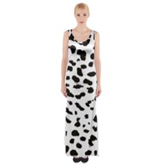 Leopard Print Jaguar Dots Black And White Thigh Split Maxi Dress by ConteMonfreyShop