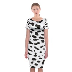 Leopard Print Jaguar Dots Black And White Classic Short Sleeve Midi Dress by ConteMonfreyShop