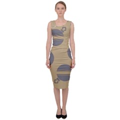 Gray Stripe Ornaments Brown Sleeveless Pencil Dress by TetiBright