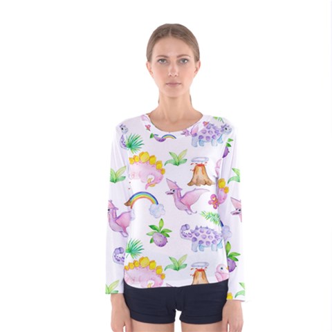 Dinosaurs Are Our Friends  Women s Long Sleeve Tee by ConteMonfreyShop