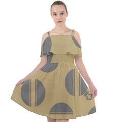 Gray Stripe Ornaments Brown Cut Out Shoulders Chiffon Dress