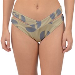 Gray Stripe Ornaments Brown Double Strap Halter Bikini Bottom