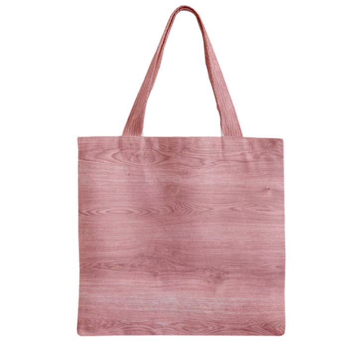 Pink Wood Zipper Grocery Tote Bag