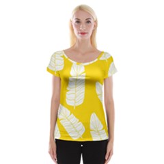 Yellow Banana Leaves Cap Sleeve Top by ConteMonfreyShop