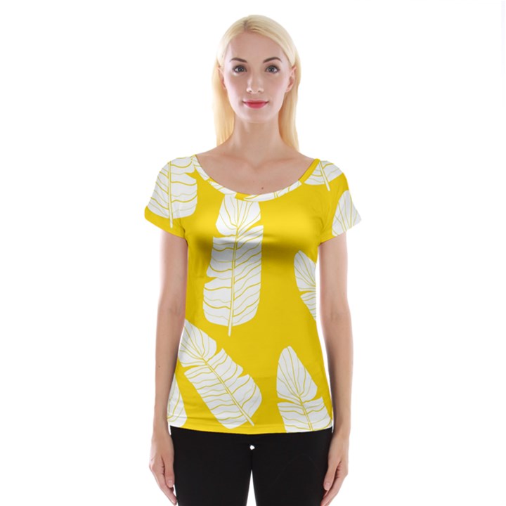 Yellow Banana Leaves Cap Sleeve Top