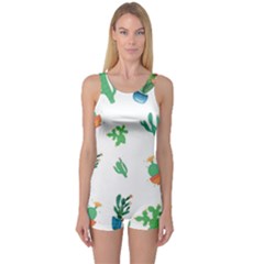 Among Succulents And Cactus  One Piece Boyleg Swimsuit by ConteMonfreyShop