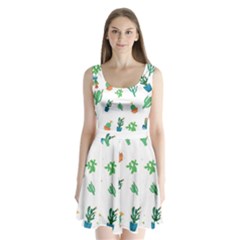 Among Succulents And Cactus  Split Back Mini Dress  by ConteMonfreyShop