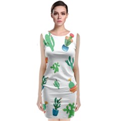 Among Succulents And Cactus  Sleeveless Velvet Midi Dress