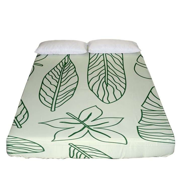 Banana Leaves Draw   Fitted Sheet (King Size)