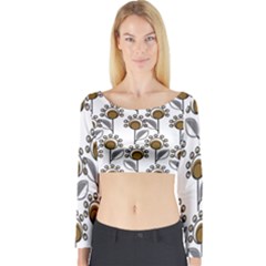 Daisy Minimalist Leaves Long Sleeve Crop Top by ConteMonfreyShop