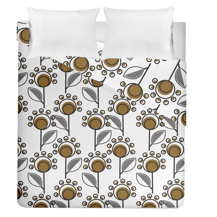 Daisy Minimalist Leaves Duvet Cover Double Side (Queen Size)