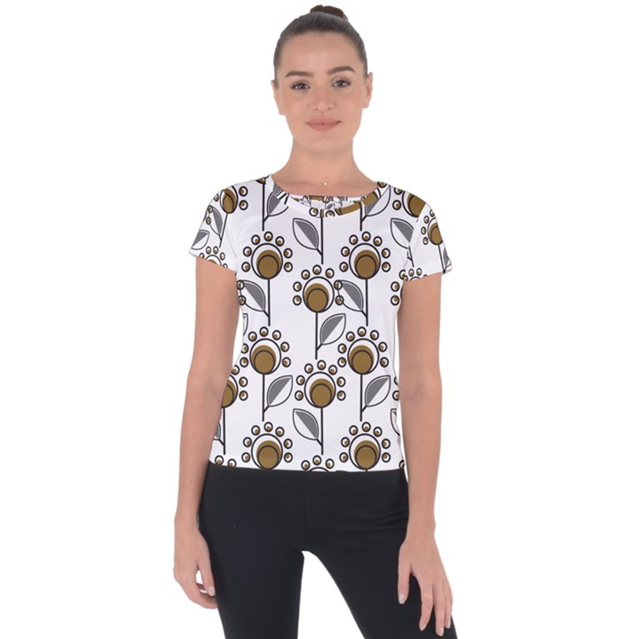 Daisy Minimalist Leaves Short Sleeve Sports Top 