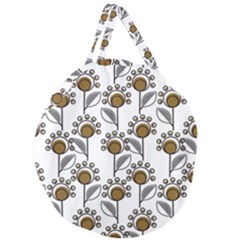 Daisy Minimalist Leaves Giant Round Zipper Tote by ConteMonfreyShop