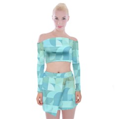 Geometric Ocean   Off Shoulder Top With Mini Skirt Set by ConteMonfreyShop