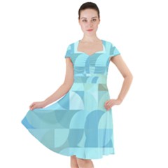 Geometric Ocean   Cap Sleeve Midi Dress by ConteMonfreyShop