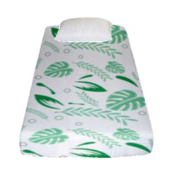 Green Nature Leaves Draw    Fitted Sheet (single Size) by ConteMonfreyShop