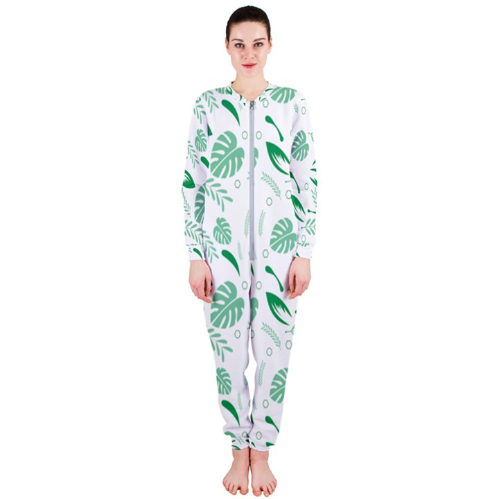 Green Nature Leaves Draw    OnePiece Jumpsuit (Ladies)