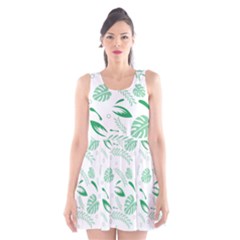 Green Nature Leaves Draw    Scoop Neck Skater Dress