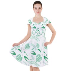 Green Nature Leaves Draw    Cap Sleeve Midi Dress by ConteMonfreyShop