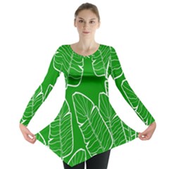 Green Banana Leaves Long Sleeve Tunic  by ConteMonfreyShop