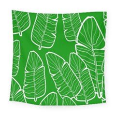 Green Banana Leaves Square Tapestry (large)