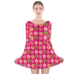 Little Flowers Garden   Long Sleeve Velvet Skater Dress by ConteMonfreyShop