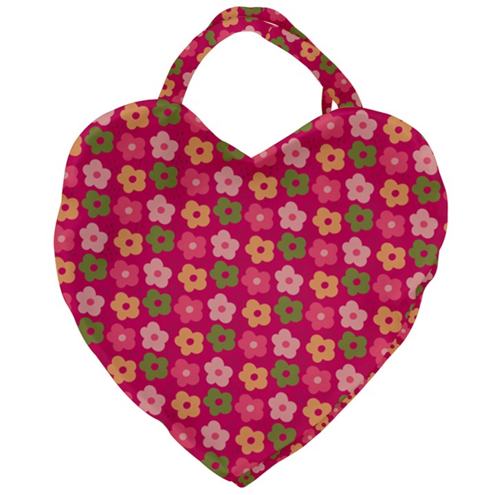 Little Flowers Garden   Giant Heart Shaped Tote